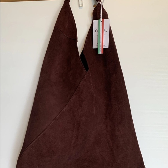 CHEVAL Firenze Genuine Suede Hobo Shoulder Bag in Wine Mahogany - Picture 2 of 13